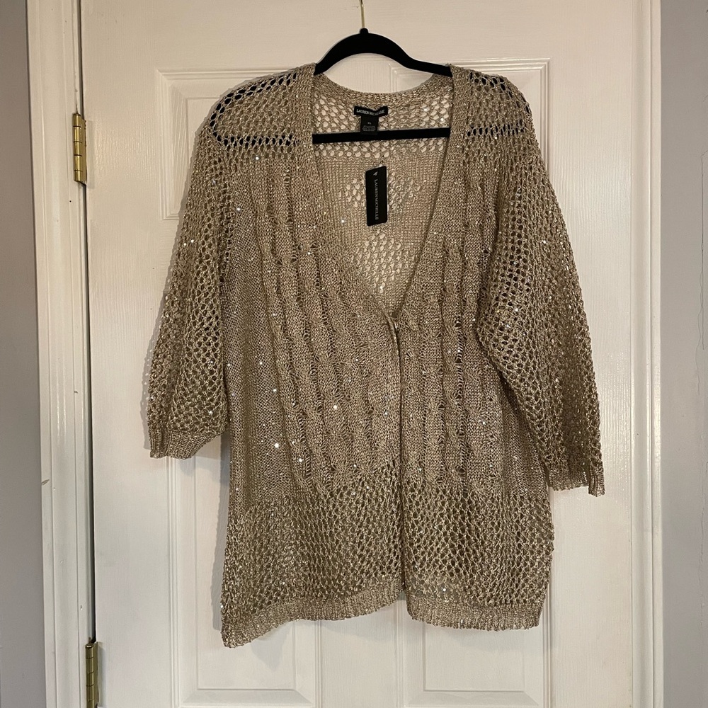 XL Formal Intricate Gold Jacket/Shawl/Wrap with 3/4 sleeves